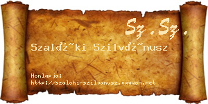 Szalóki Szilvánusz névjegykártya